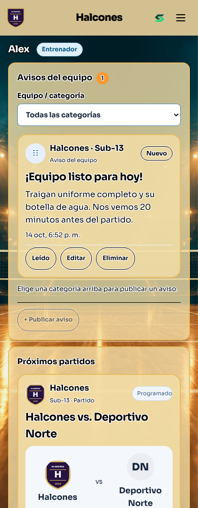 Diseño de ejemplo para Halcones